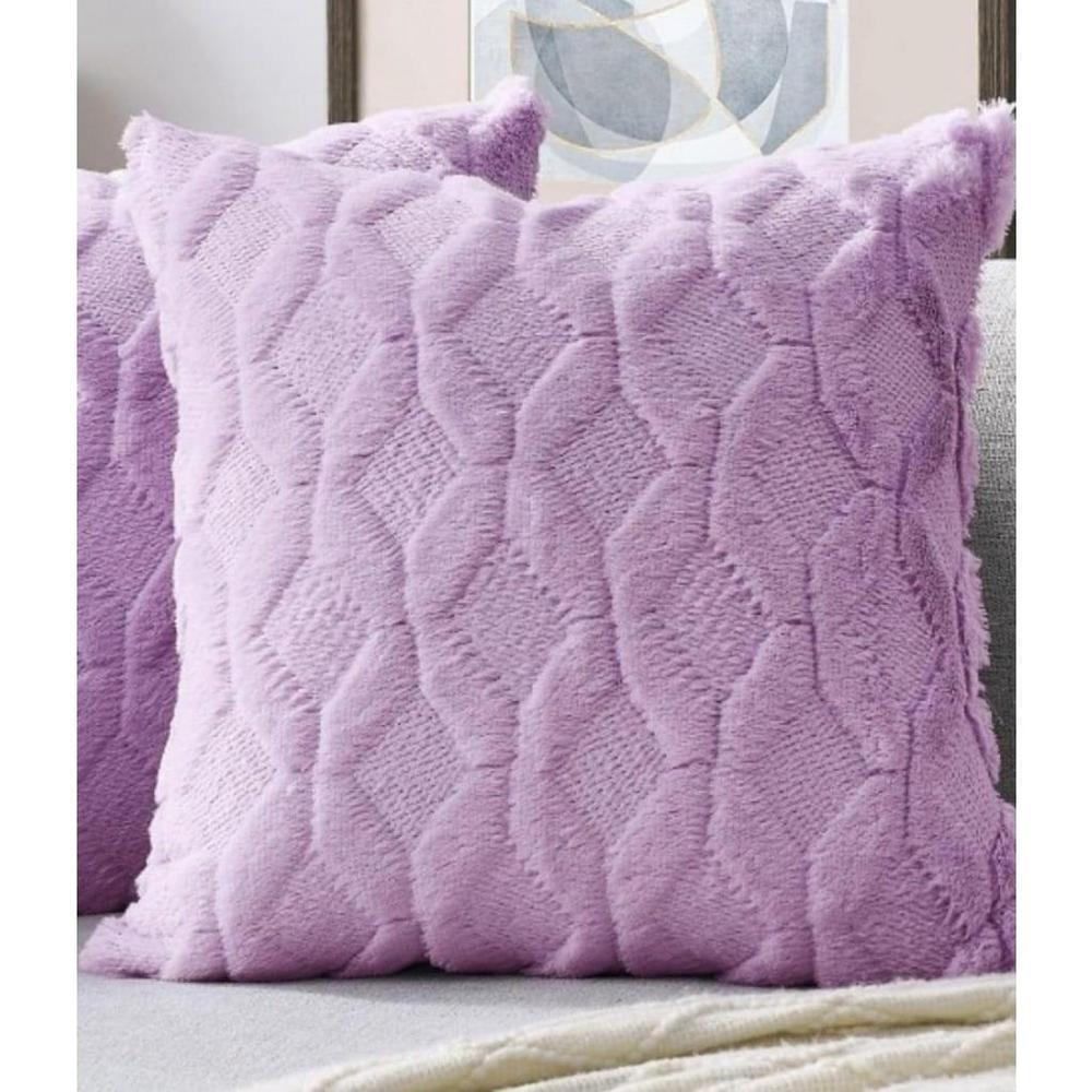 Plush Pillow Cover In Light Purple